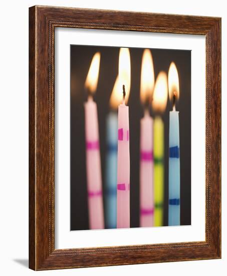 Six Lit Birthday Candles-Tom Grill-Framed Photographic Print