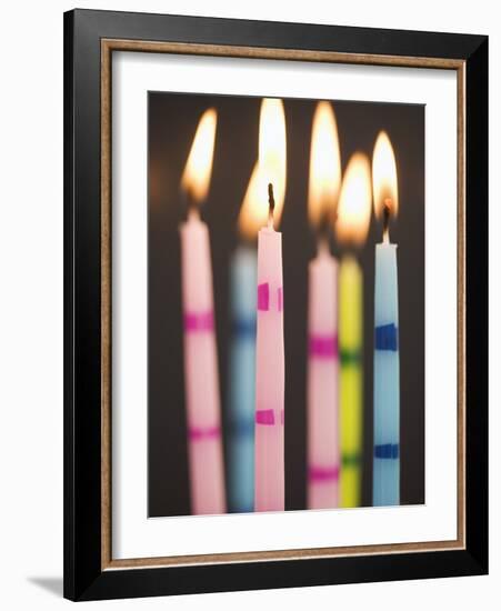 Six Lit Birthday Candles-Tom Grill-Framed Photographic Print