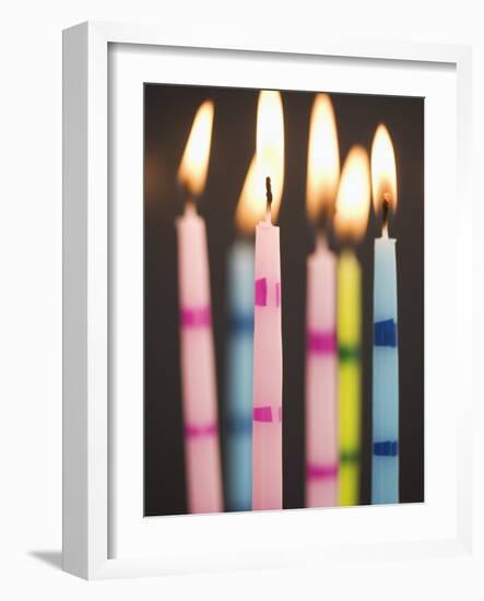 Six Lit Birthday Candles-Tom Grill-Framed Photographic Print