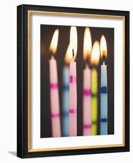 Six Lit Birthday Candles-Tom Grill-Framed Photographic Print