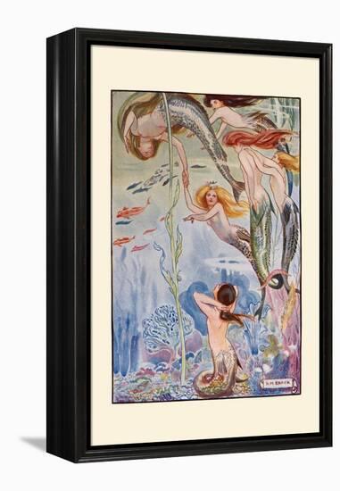 Six Little Mermaids-H.m. Brock-Framed Stretched Canvas