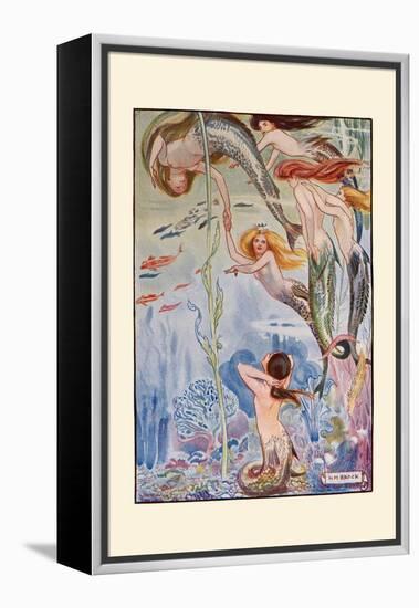 Six Little Mermaids-H.m. Brock-Framed Stretched Canvas