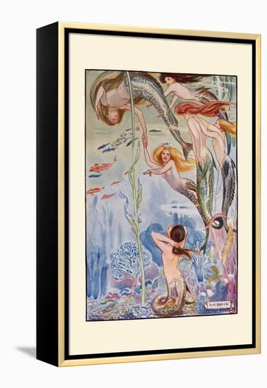 Six Little Mermaids-H.m. Brock-Framed Stretched Canvas