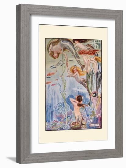 Six Little Mermaids-H.m. Brock-Framed Art Print