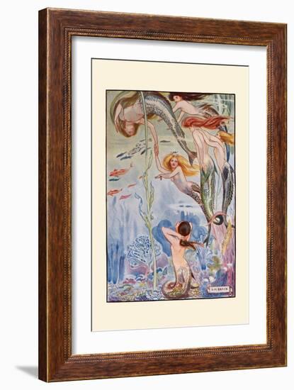 Six Little Mermaids-H.m. Brock-Framed Art Print