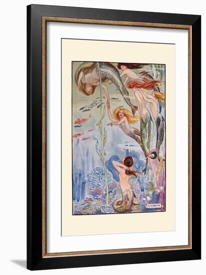 Six Little Mermaids-H.m. Brock-Framed Art Print