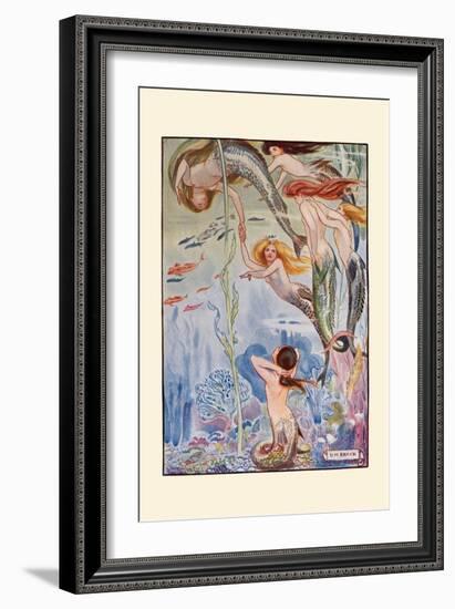 Six Little Mermaids-H.m. Brock-Framed Art Print