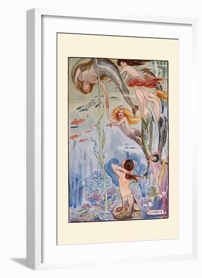 Six Little Mermaids-H.m. Brock-Framed Art Print