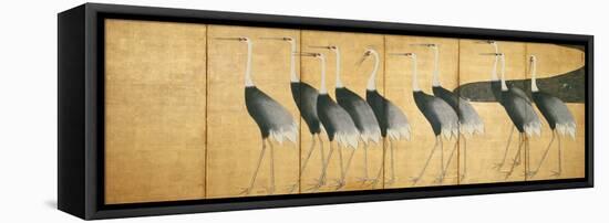 Six-Panel Screen Depicting Cranes, Edo Period-Ogata Korin-Framed Premier Image Canvas