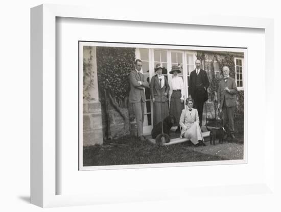 Six People with Two Dogs in a Garden-null-Framed Photographic Print