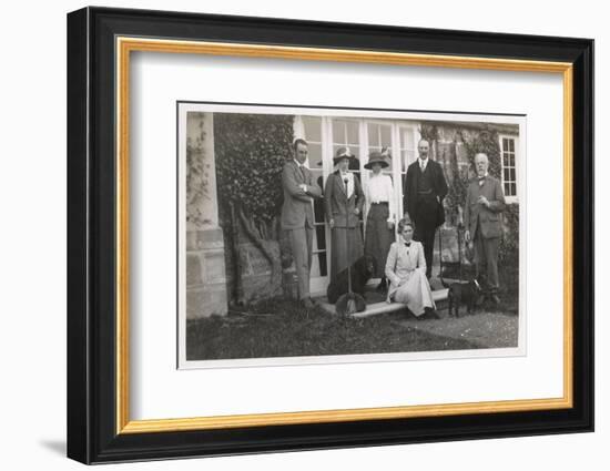 Six People with Two Dogs in a Garden-null-Framed Photographic Print