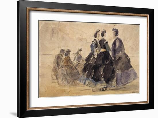 Six personnages sur une plage-Eugène Boudin-Framed Giclee Print