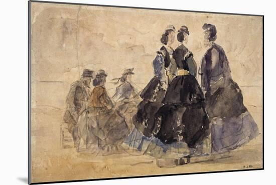 Six personnages sur une plage-Eugène Boudin-Mounted Giclee Print