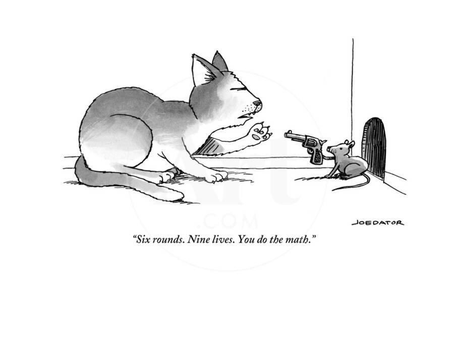 Six rounds. Nine lives. You do the math." - New Yorker Cartoon ...
