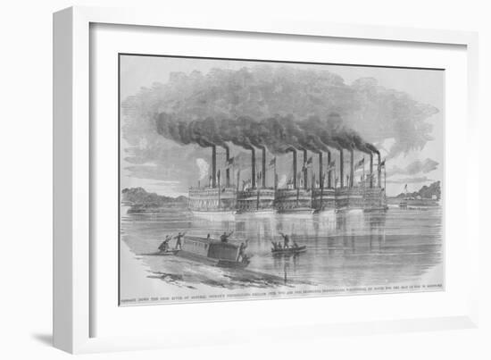 Six Steamboats Carry Federal Troops from Pennsylvania Down the Ohio River to the Front in Kentucky-Frank Leslie-Framed Art Print