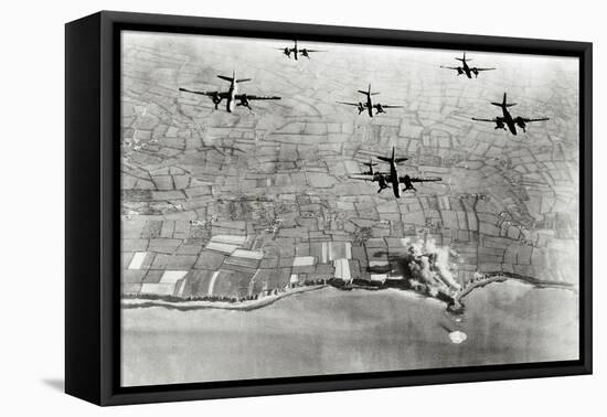 Six U.S. A-20 Bombers Have Bombed German Positions at the Pointe Du Hoc Coastal Battery-null-Framed Premier Image Canvas