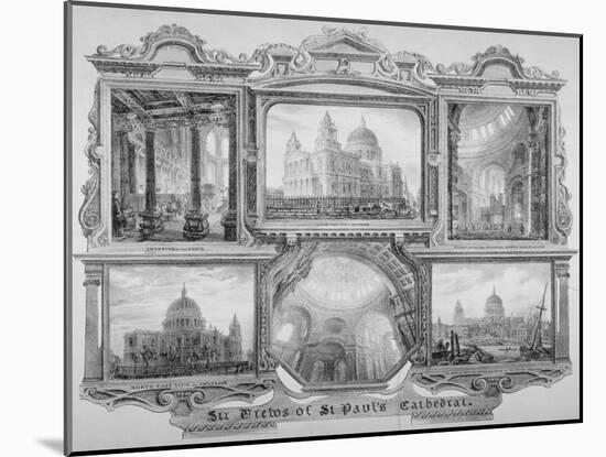 Six Views of St Paul's Cathedral, City of London, 1830-null-Mounted Giclee Print