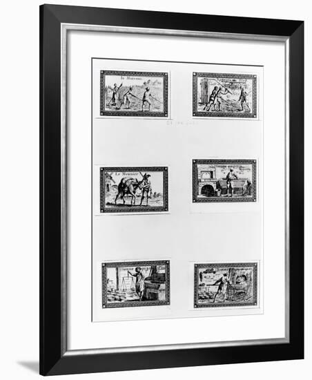 Six Vignettes Depicting Bread Making-null-Framed Giclee Print