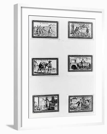 Six Vignettes Depicting Bread Making-null-Framed Giclee Print
