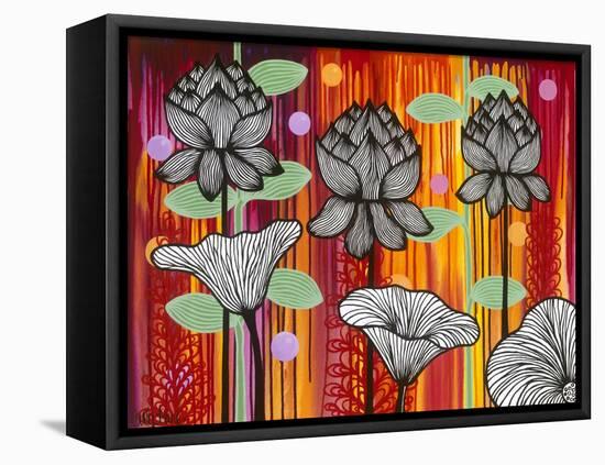 Six White Stripe Flowers-Carla Bank-Framed Premier Image Canvas