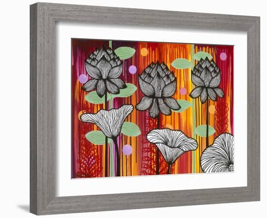 Six White Stripe Flowers-Carla Bank-Framed Giclee Print