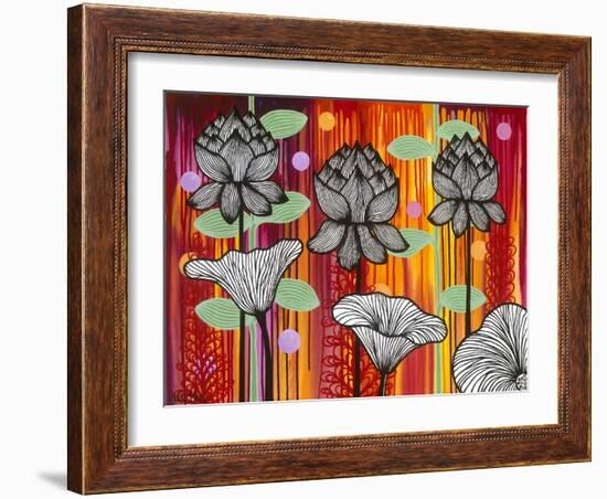 Six White Stripe Flowers-Carla Bank-Framed Giclee Print