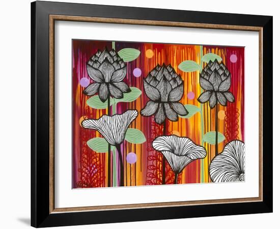 Six White Stripe Flowers-Carla Bank-Framed Giclee Print