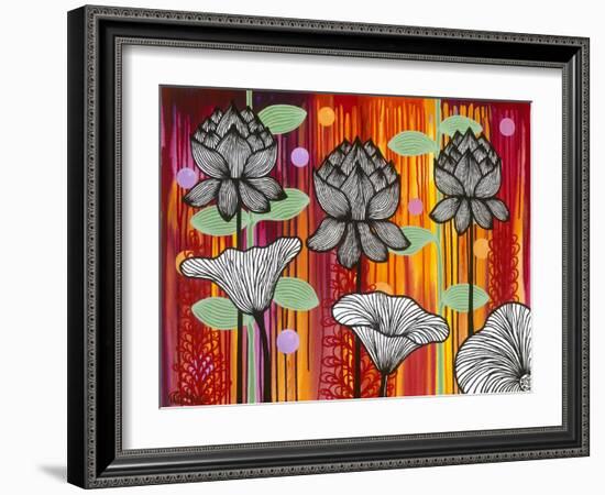 Six White Stripe Flowers-Carla Bank-Framed Giclee Print