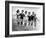 Six Women, in Swimsuits, Run in a Row Along a Beach, 1942-null-Framed Photographic Print