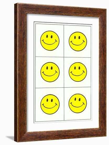 Six Yellow Happy Faces-null-Framed Art Print