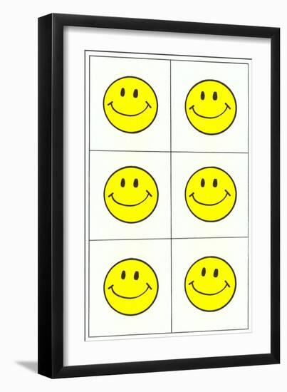 Six Yellow Happy Faces-null-Framed Art Print