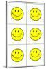Six Yellow Happy Faces-null-Mounted Art Print