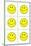 Six Yellow Happy Faces-null-Mounted Art Print