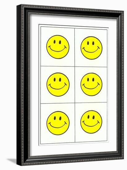 Six Yellow Happy Faces-null-Framed Art Print