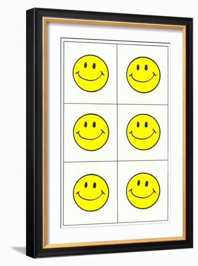 Six Yellow Happy Faces-null-Framed Art Print