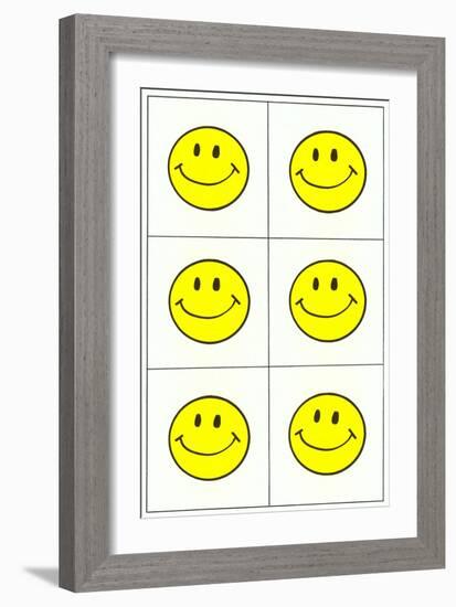 Six Yellow Happy Faces-null-Framed Premium Giclee Print