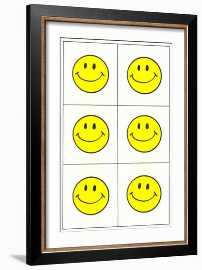 Six Yellow Happy Faces-null-Framed Premium Giclee Print