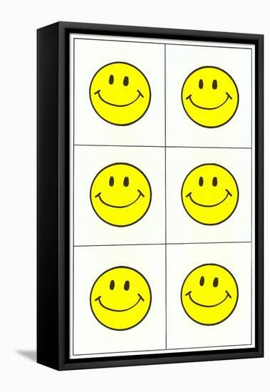 Six Yellow Happy Faces-null-Framed Stretched Canvas