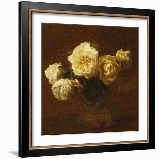 Six Yellow Roses in a Vase; Six Roses Jaunes Dans Une Vase, 1903-Henri Fantin-Latour-Framed Giclee Print