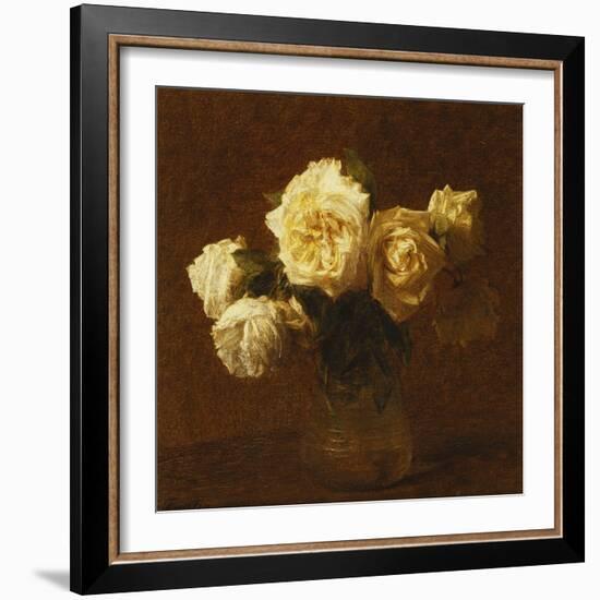 Six Yellow Roses in a Vase-Henri Fantin-Latour-Framed Giclee Print