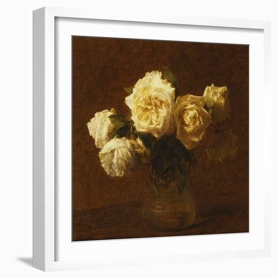 Six Yellow Roses in a Vase-Henri Fantin-Latour-Framed Giclee Print