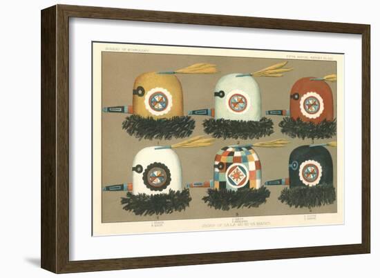 Six Zuni Katchina Masks-null-Framed Art Print