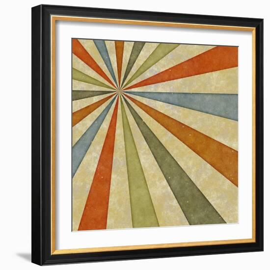 Sixties Style Grungy Sunburst Swirl-clearviewstock-Framed Art Print