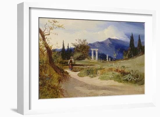 Sizilianische Landschaft bei Abendstimmung-Carl Blechen-Framed Giclee Print