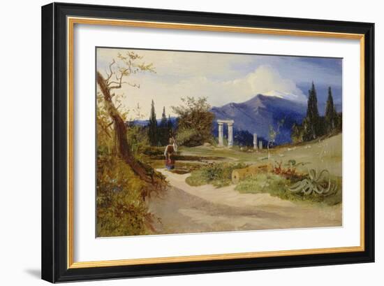 Sizilianische Landschaft bei Abendstimmung-Carl Blechen-Framed Giclee Print