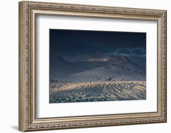 Skaftafellsjokull Glacier with a Mountain During a Dramatic Sunrise-Alex Saberi-Framed Photographic Print