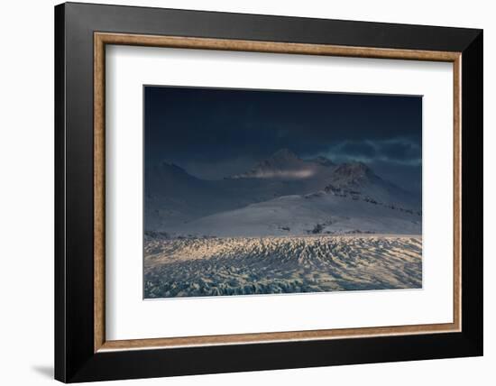 Skaftafellsjokull Glacier with a Mountain During a Dramatic Sunrise-Alex Saberi-Framed Photographic Print