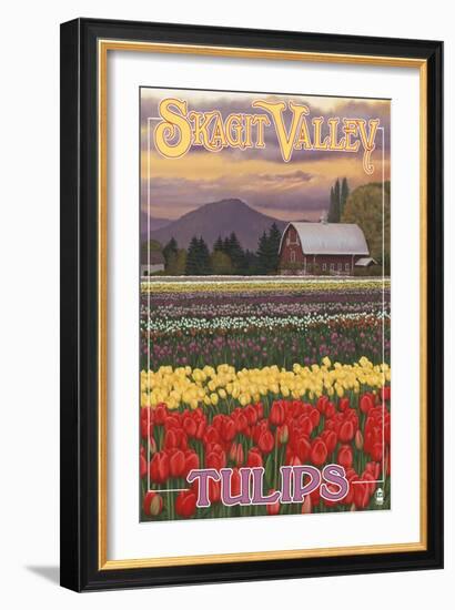 Skagit Valley Tulips-Lantern Press-Framed Art Print