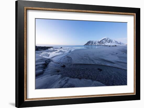 Skagsanden Beach in the Lofoten Islands, Norway in the Winter at Dusk-Felix Lipov-Framed Photographic Print