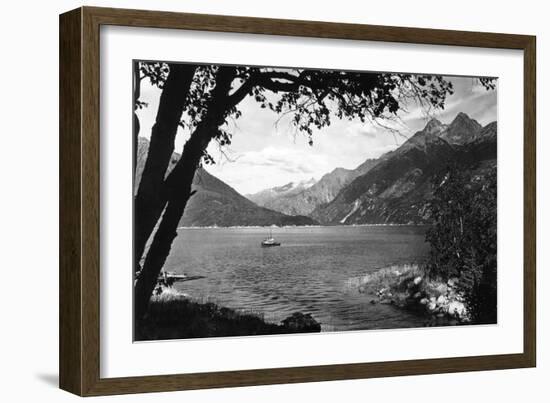 Skagway, Alaska Harbor with Fishing Boat Photograph - Skagway, AK-Lantern Press-Framed Art Print